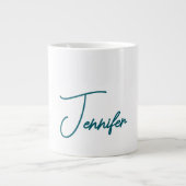 Dark Teal Trend Modern Minimalist Handwriting Name Grote Koffiekop (Voorkant)