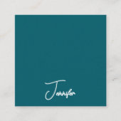 Dark Teal Trend Modern Minimalist Handwriting Name Informatiekaartje (Voorkant)