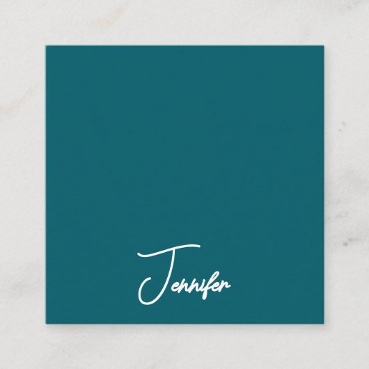 Dark Teal Trend Modern Minimalist Handwriting Name Informatiekaartje (Voorkant)