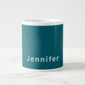 Dark Teal Trendy Modern Minimalist Your Name Grote Koffiekop (Voorkant)