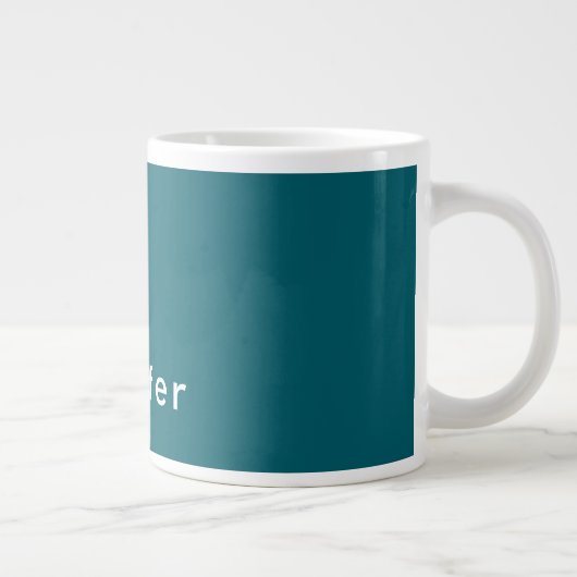 Dark Teal Trendy Modern Minimalist Your Name Grote Koffiekop (Rechts)