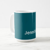 Dark Teal Trendy Modern Minimalist Your Name Koffiemok (Voorkant links)