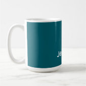Dark Teal Trendy Modern Minimalist Your Name Koffiemok (Links)
