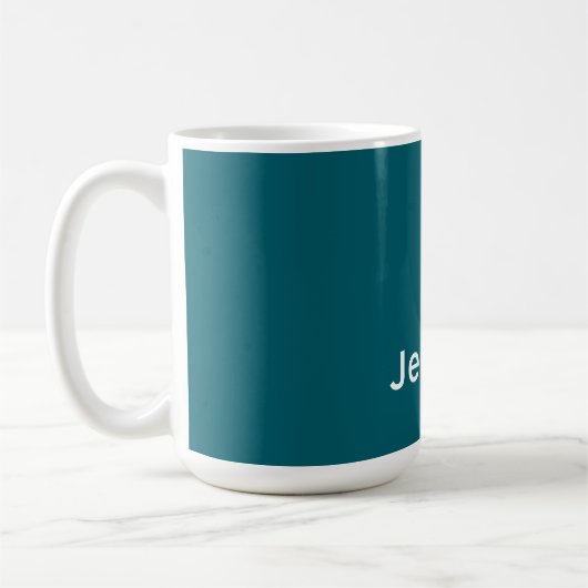 Dark Teal Trendy Modern Minimalist Your Name Koffiemok (Links)