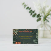Dark Teal Tropical Elegant Wellness Business Card Visitekaartje (Staand voorkant)