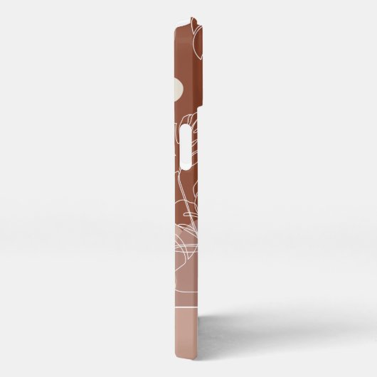 Dark Terracotta Boho Tropical Monstera Leaf iPhone Hoesje (Rechterkant)