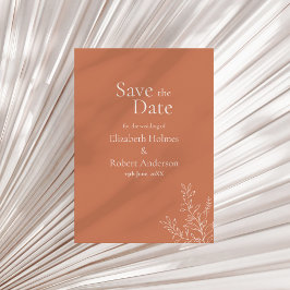 Dark Terracotta Botanical Save the Date Kaart