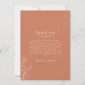 Dark Terracotta Botanical Thank You Card Bedankkaart (Voorkant)