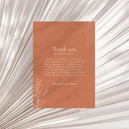 Dark Terracotta Botanical Thank You Card Bedankkaart