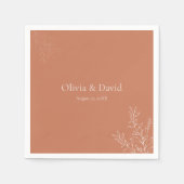Dark Terracotta Botanical Wedding Napkin Servet (Voorkant)