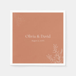 Dark Terracotta Botanical Wedding Napkin Servet
