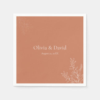 Dark Terracotta Botanical Wedding Napkin Servet