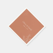 Dark Terracotta Botanical Wedding Napkin Servet (Hoek)