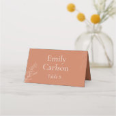 Dark Terracotta Botanical Wedding Place Card Plaatskaartje (Voorkant)