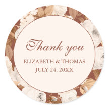 Dark Terracotta Dank u voor de ronde Sticker met P