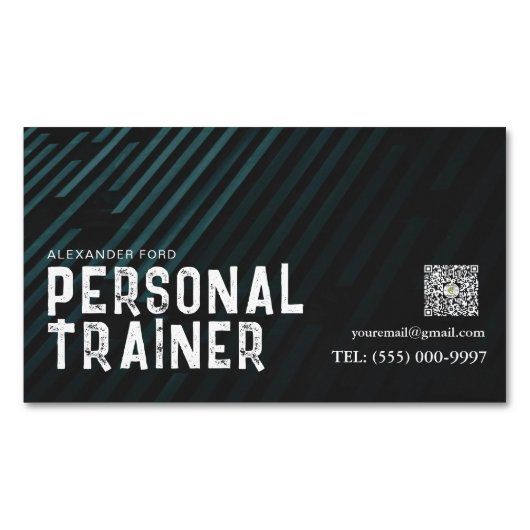 DARK textuur achtergrond groen Personal Trainer Magnetisch Visitekaartje (Voorkant)