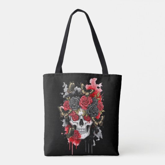 Dark the Legacy - Gothic Skull & Roos Canvas tas (Achterkant)
