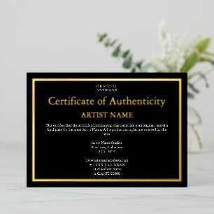 Dark Theme Gold Foil Certificaat van echtheid Folie Feestdagenkaart