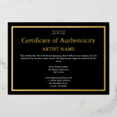 Dark Theme Gold Foil Certificaat van echtheid Folie Feestdagenkaart (Voorkant)
