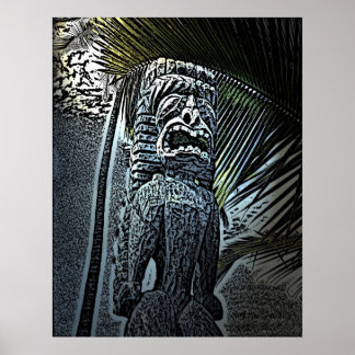 Dark tiki standbeeld poster