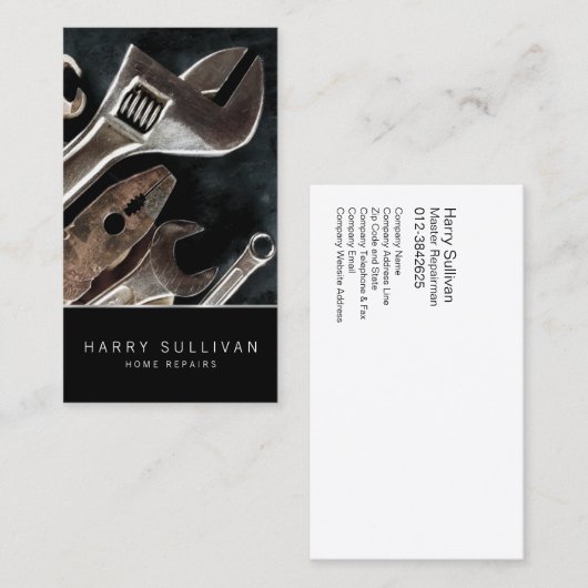 Dark Tools Home Repair Handyman Visitekaartje (Voorkant / Achterkant)