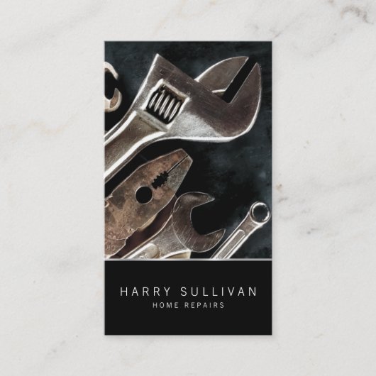 Dark Tools Home Repair Handyman Visitekaartje (Voorkant)