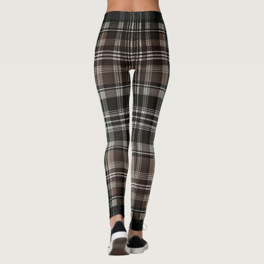 Dark Traditional Maroon Green Winter Plaid Leggings (Achterkant)