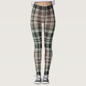 Dark Traditional Maroon Green Winter Plaid Leggings (Voorkant)