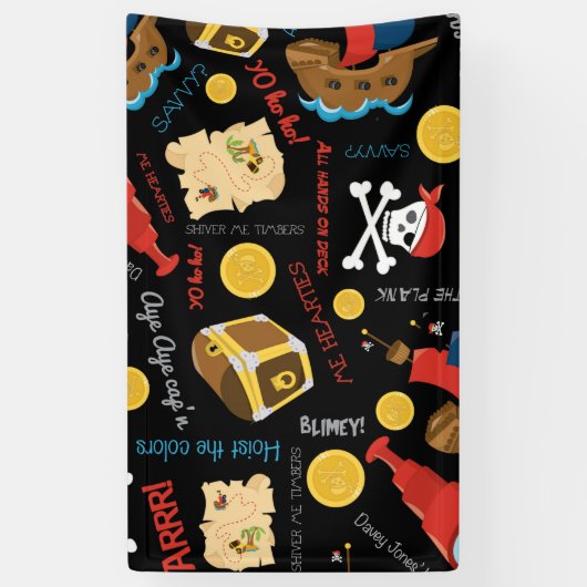 Dark Treasure Island Party Pirate Banner (Verticaal)
