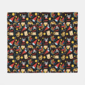 Dark Treasure Island Party Pirate Fleece Deken (Voorkant (Horizontaal))