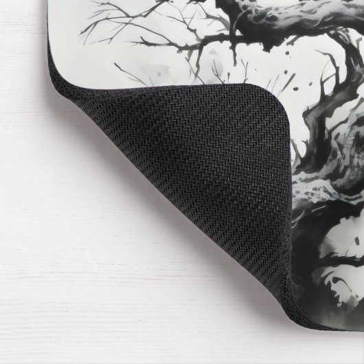 Dark Tree Ink Painting Muismat (Hoek)