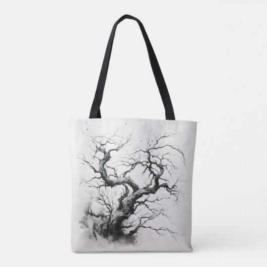 Dark Tree Ink Painting Tote Bag (Achterkant)