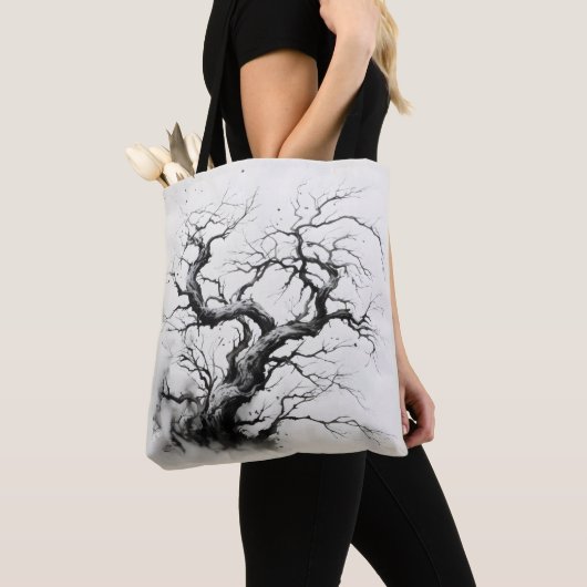 Dark Tree Ink Painting Tote Bag (Dichtbij)