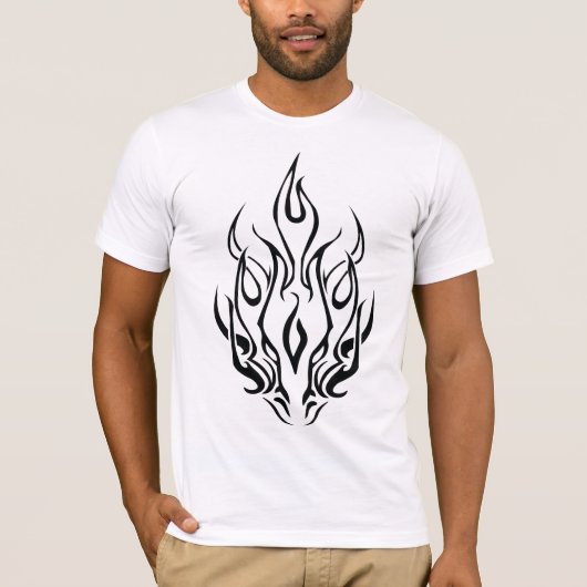 Dark Tribal Flame Mask – Abstract Fire Art Design T-shirt (Voorkant)