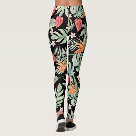 Dark Tropics Fantasy Bloemen Leggings (Achterkant)
