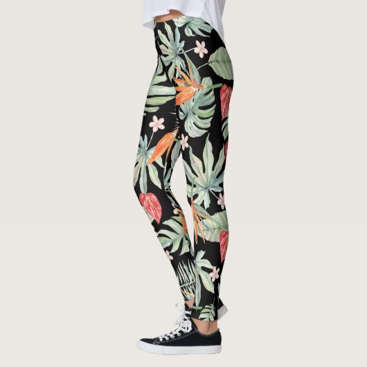 Dark Tropics Fantasy Bloemen Leggings (Links)