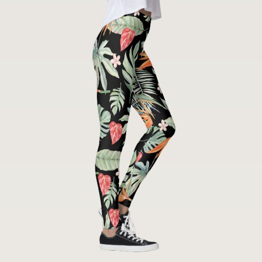 Dark Tropics Fantasy Bloemen Leggings (Rechts)