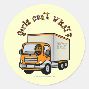 Dark Truck Driver Girl Ronde Sticker
