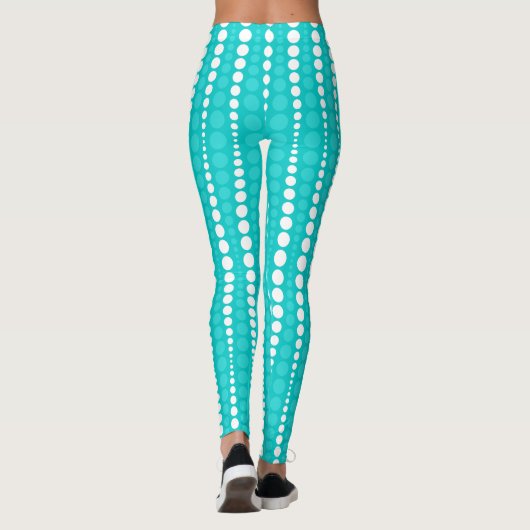 Dark Turquoise and White Polka Dot Leggings (Achterkant)