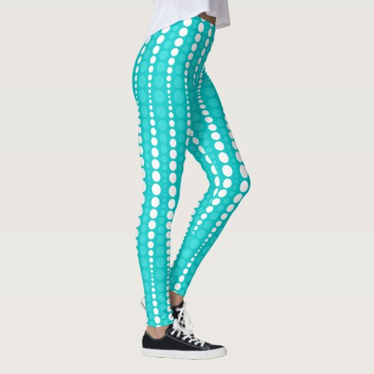 Dark Turquoise and White Polka Dot Leggings (Rechts)