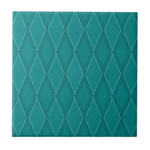 Dark Turquoise Blauwgroen Diamond Pattern Tegeltje