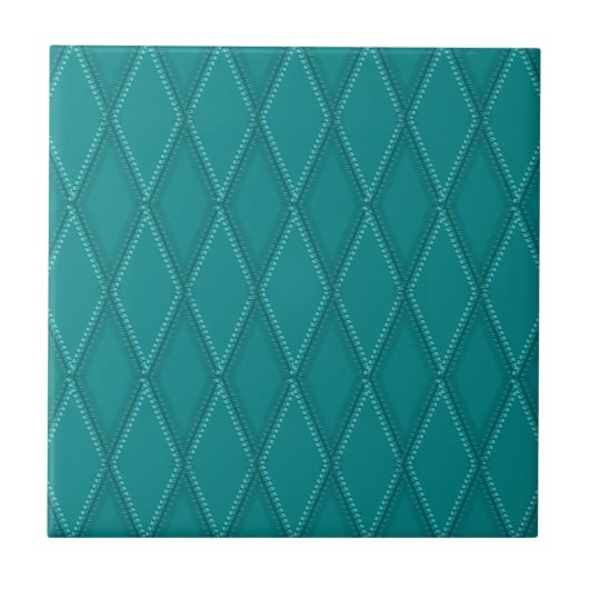 Dark Turquoise Blauwgroen Diamond Pattern Tegeltje (Voorkant)