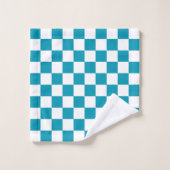 Dark turquoise checkered bad handdoek (Wasdoekje)