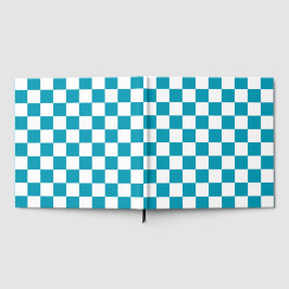 Dark turquoise checkered  gastenboek