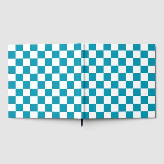 Dark turquoise checkered gastenboek (Volledig)