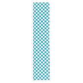 Dark turquoise checkered korte tafelloper (Voorkant)