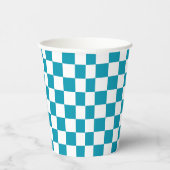 Dark turquoise checkered papieren bekers (Rechts)