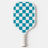 Dark turquoise checkered pickleball paddle (Achterkant)