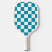 Dark turquoise checkered pickleball paddle (Voorkant)