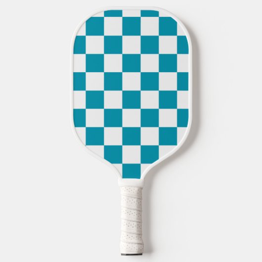 Dark turquoise checkered  pickleball paddle (Voorkant)